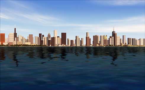 Вид на Чикаго со стороны озера Мичиган